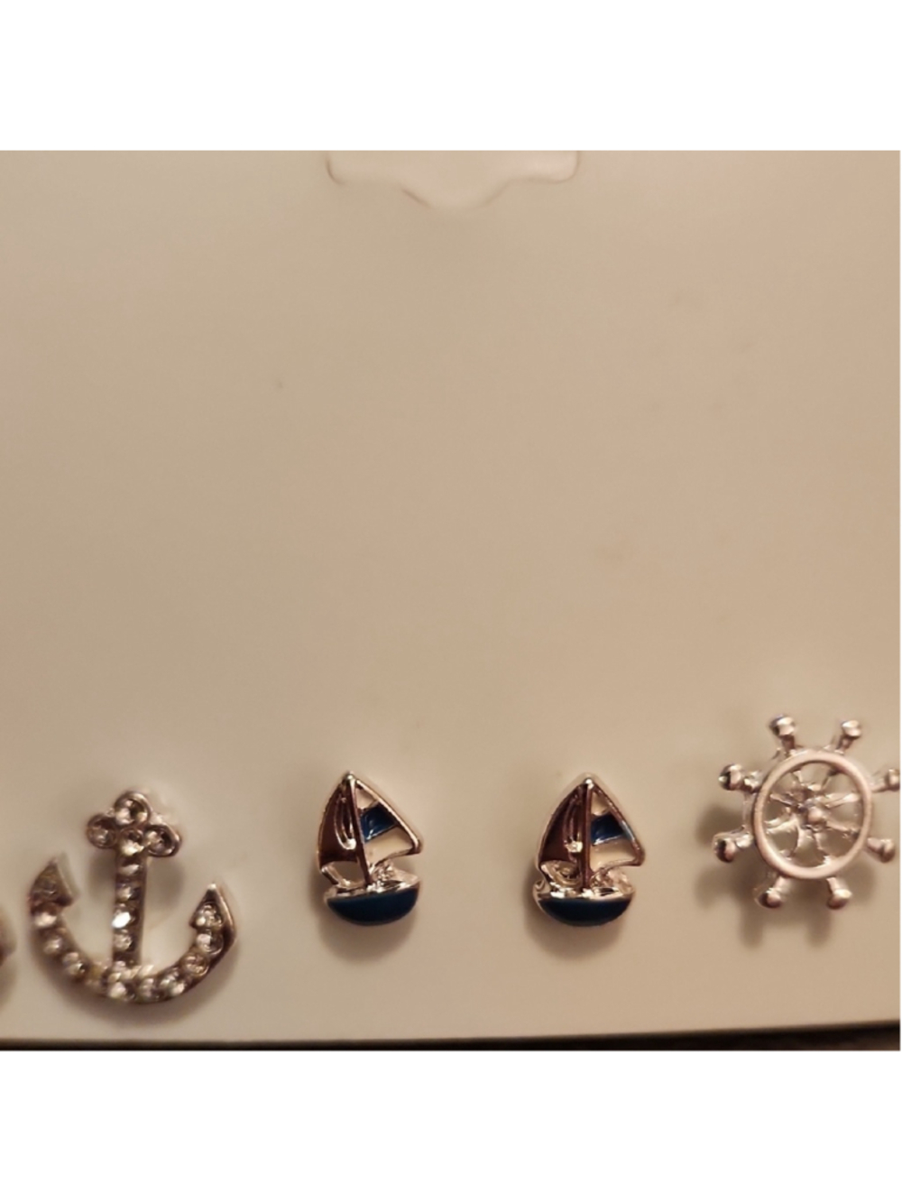 Nautical Themed Earrings Set - Silver and Blue - Picture 3 of 5